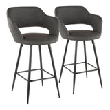 Lumisource Margarite Fixed-Height Counter Stool, Black, 25-in, 2-pc image 2