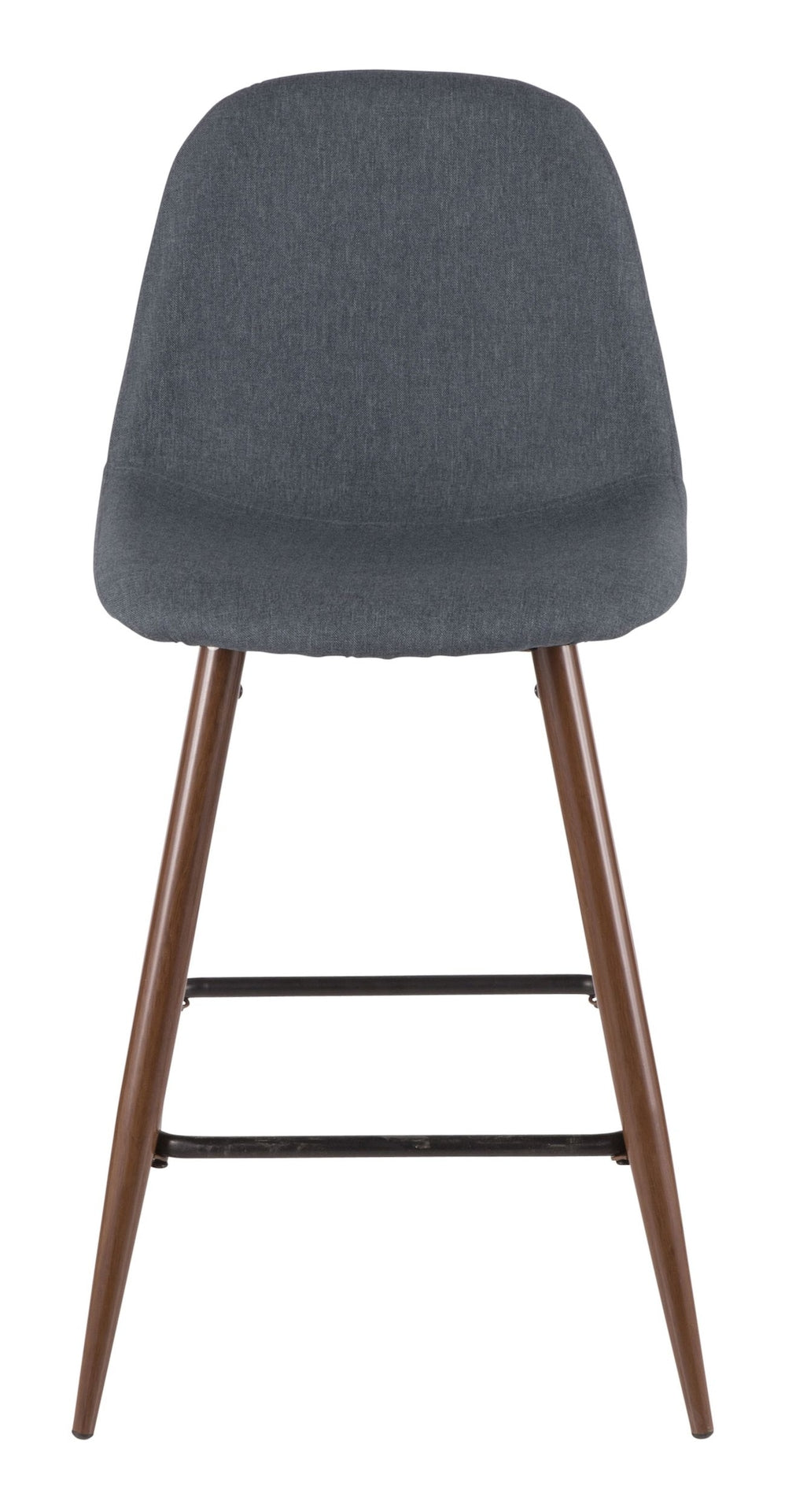LumiSource Pebble Armless Upholstered Counter/Bar Stool (2-Piece Set), Walnut/Blue