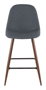 LumiSource Pebble Armless Upholstered Counter/Bar Stool (2-Piece Set), Walnut/Blue