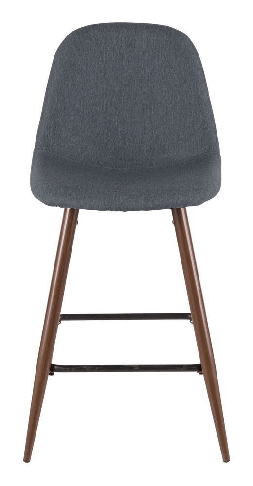 LumiSource Pebble Armless Upholstered Counter/Bar Stool (2-Piece Set), Walnut/Blue