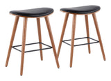LumiSource Saddle Wood & PU Leather Seat Counter/Bar Stools (2-Piece Set), Walnut/Black image 4