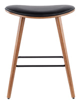 LumiSource Saddle Wood & PU Leather Seat Counter/Bar Stools (2-Piece Set), Walnut/Black image 8