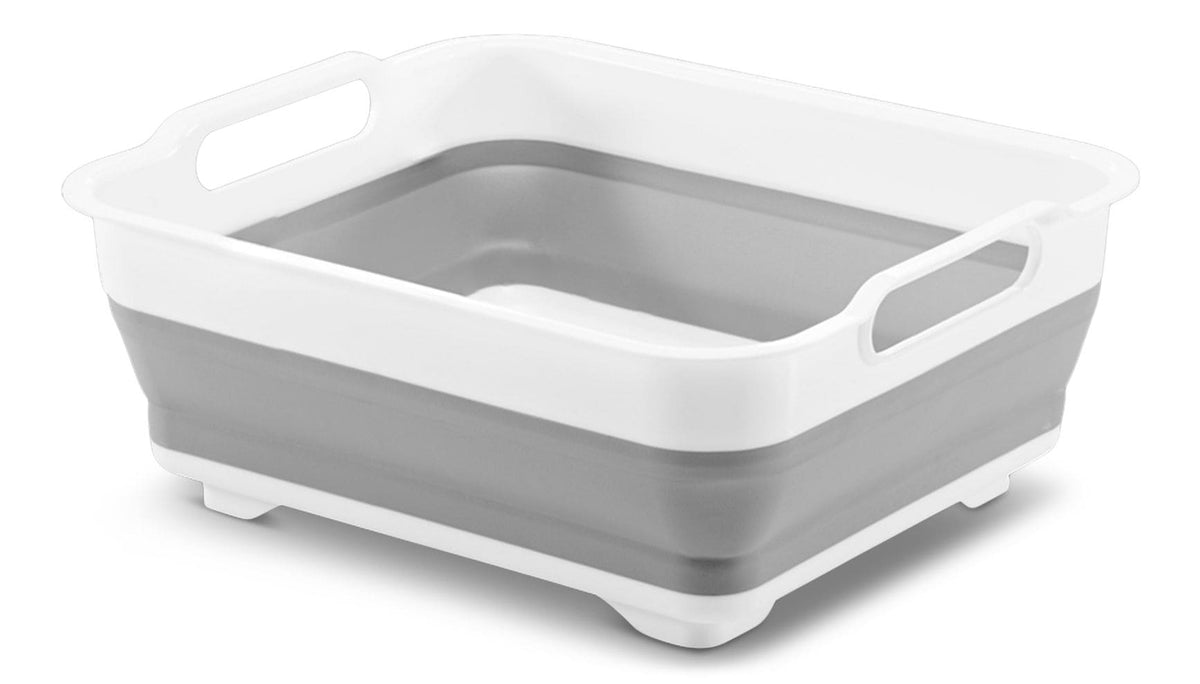 Madesmart Collapsible Folding Plastic Kitchen Wash Basin/Dish Pan, Grey