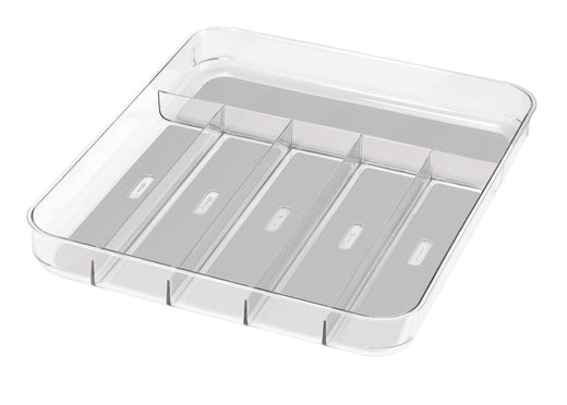 Madesmart Large 6-Compartment Cutlery & Kitchen Utensil Drawer Organizer Tray/Holder, Clear