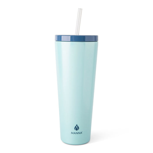 Manna Axel Sparkle Stainless Steel Double Wall Insulated Tumbler, 24-oz, Assorted Colours, with Reusable Straw