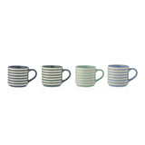 Manna Blue Strip Stackable Mugs, Assorted Colours, 4-pk