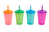 Manna Plastic Colour Changing Cups with Straws & Lids, 12-oz, 4-pk, Assorted Colours