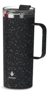 Manna Tahoe Insulated Stainless Steel Mug with Leakproof Lid, Speckled Black, 591-mL