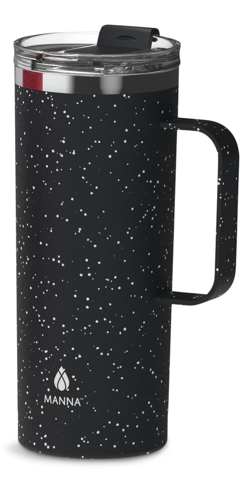 Manna Tahoe Insulated Stainless Steel Mug with Leakproof Lid, Speckled Black, 591-mL