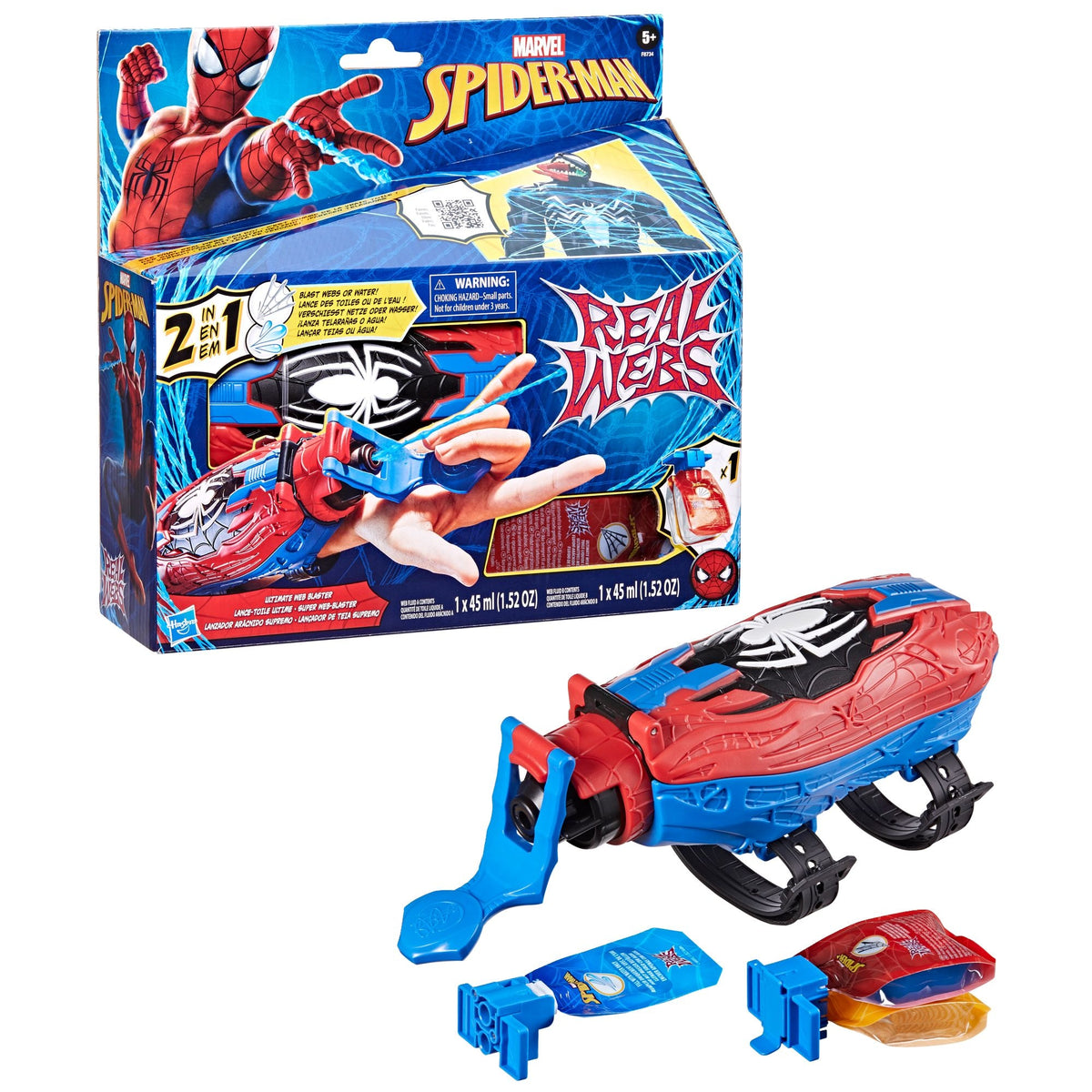 Marvel Spider-Man Real Webs Ultimate Web Blaster, 2-in-1 Blaster, Role Play Toy