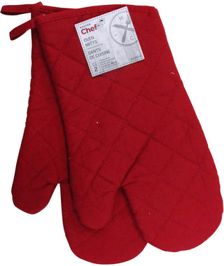 MASTER Chef 2pc Cotton Oven Mitt Set with Hanging Loop, Red