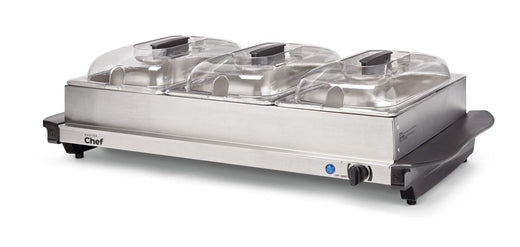 MASTER Chef 3-Tier Buffet Server/Food Warmer with Warming Tray, Stainless Steel, 300W