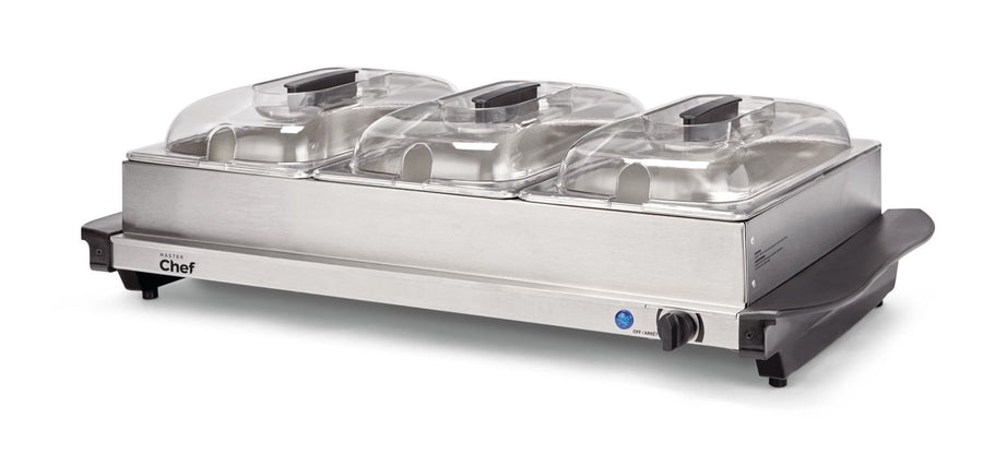 MASTER Chef 3-Tier Buffet Server/Food Warmer with Warming Tray, Stainless Steel, 300W