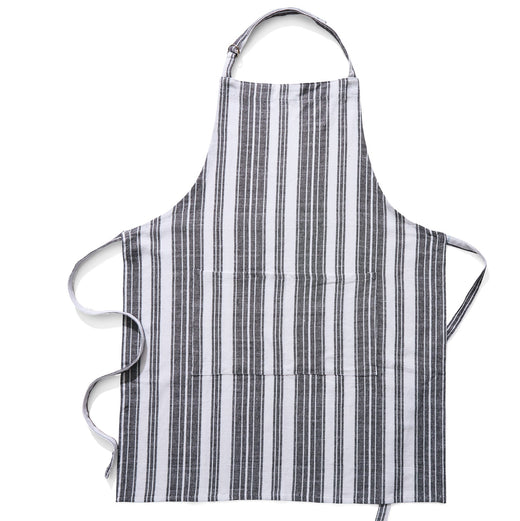 Master Chef Adjustable Stripped Apron for Cooking, Black & White, One Size