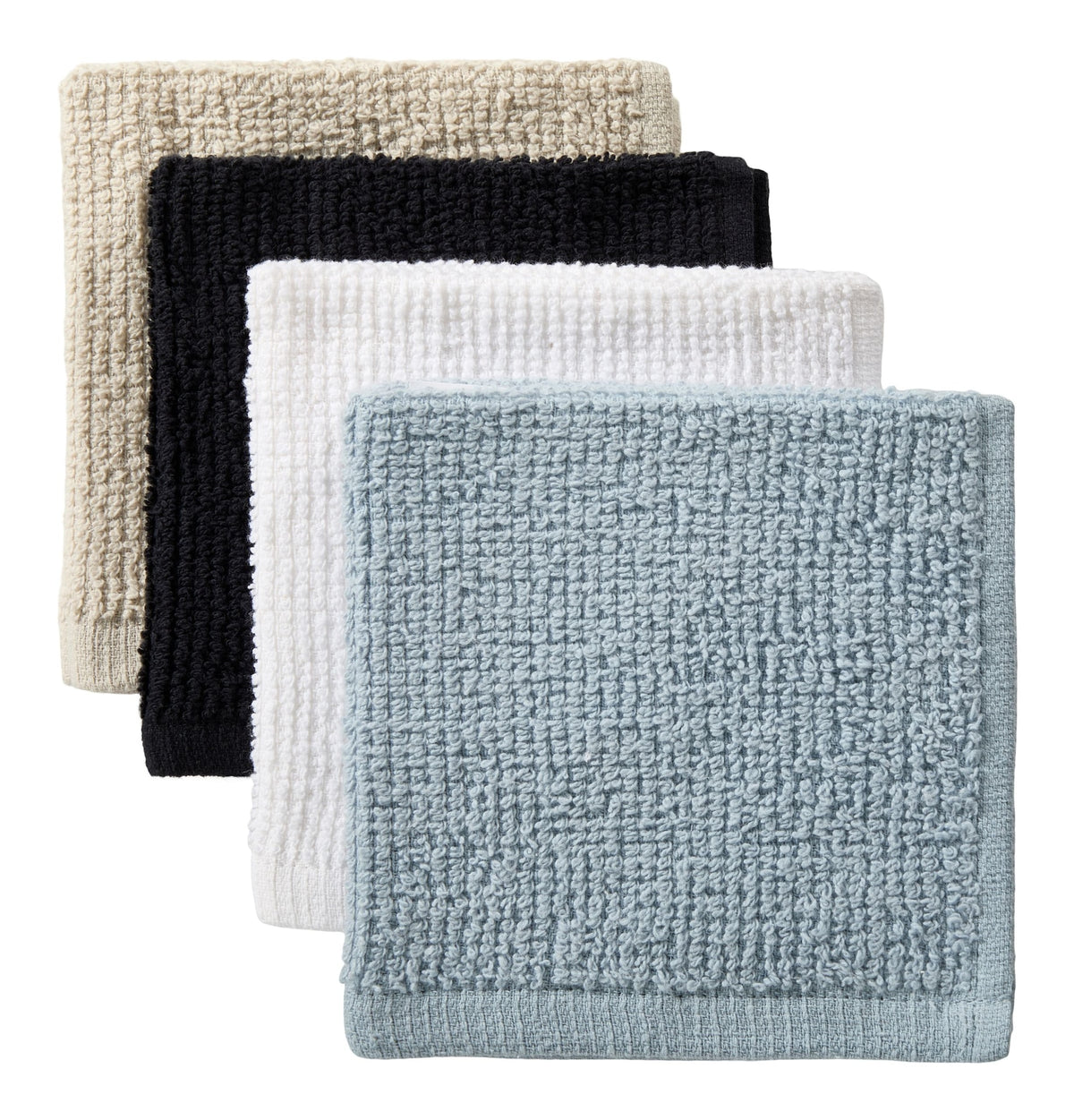 Master Chef Bar Mop Dish Cloths, Black, Grey & Dusty Blue, 12-in, 8-pk