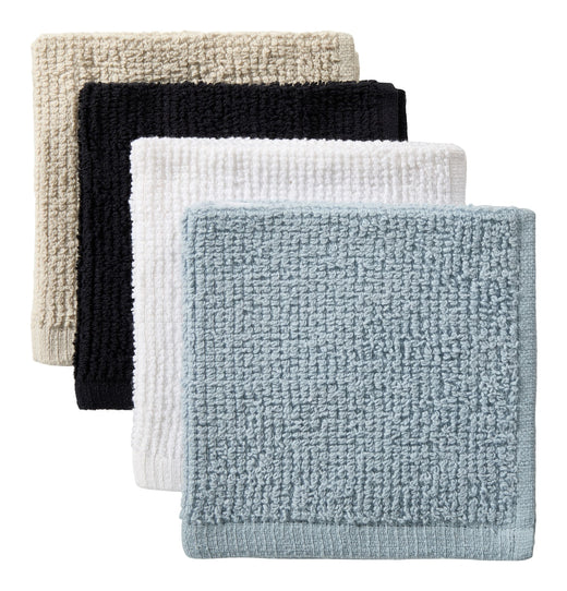 Master Chef Bar Mop Dish Cloths, Black, Grey & Dusty Blue, 12-in, 8-pk