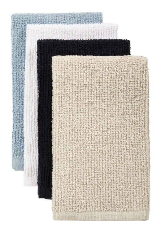 Master Chef Bar Mop Kitchen Towels, Black, Grey, Blue & White, 16-in, 4-pk