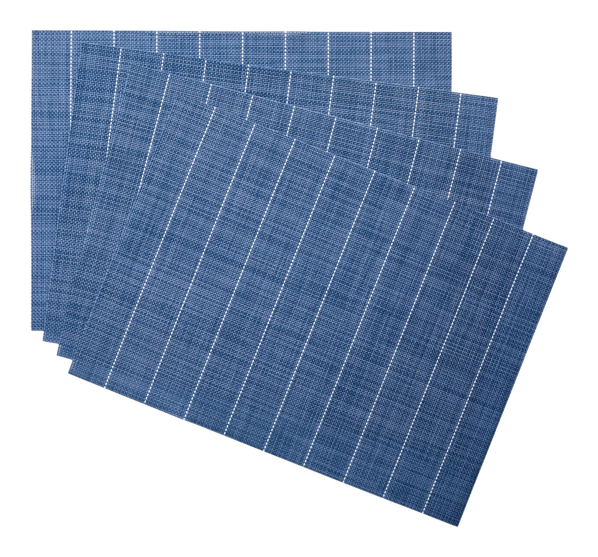 Master Chef Blue Striped Woven Textilene Placemats, 13-in x 18-in, 4-pk