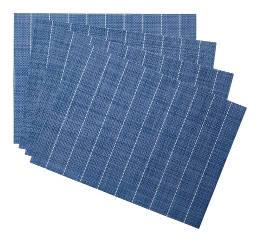 Master Chef Blue Striped Woven Textilene Placemats, 13-in x 18-in, 4-pk