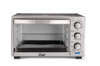MASTER Chef Convection Toaster Oven with 4 Functions, Stainless Steel, Black, 6-Slices