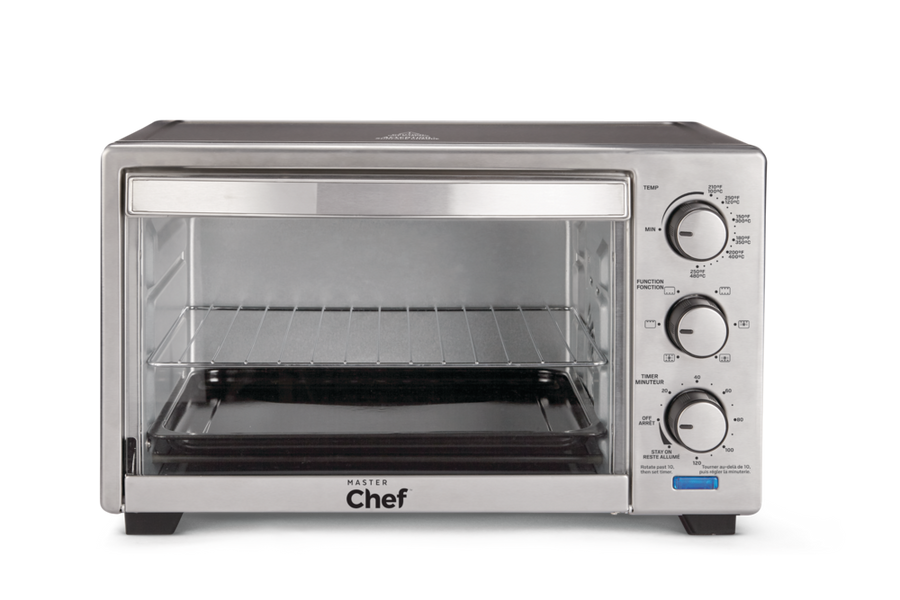 MASTER Chef Convection Toaster Oven with 4 Functions, Stainless Steel, Black, 6-Slices