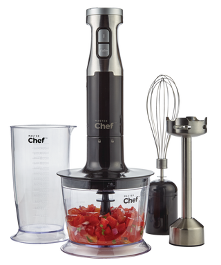 MASTER Chef Corded Hand Blender with Whisk, Stainless Steel, Black