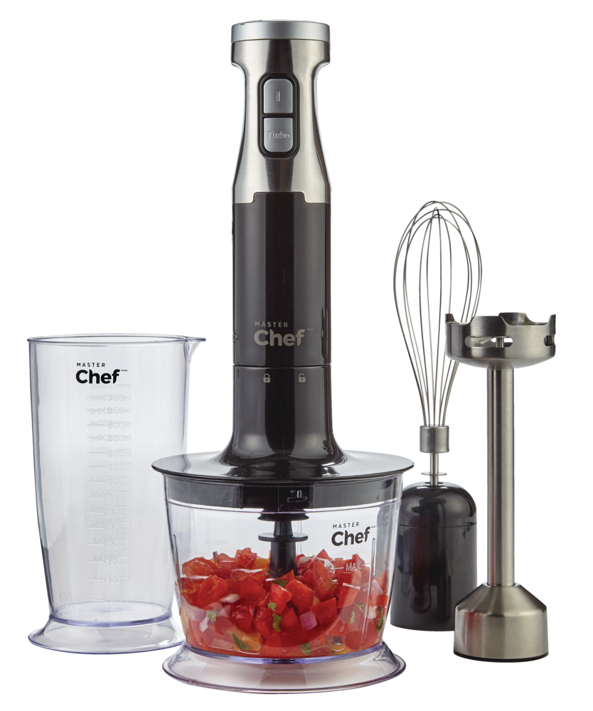 MASTER Chef Corded Hand Blender with Whisk, Stainless Steel, Black