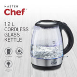 MASTER Chef Cordless Electric Kettle with Auto Shut Off & Blue Light, Glass, 1.2L image 2