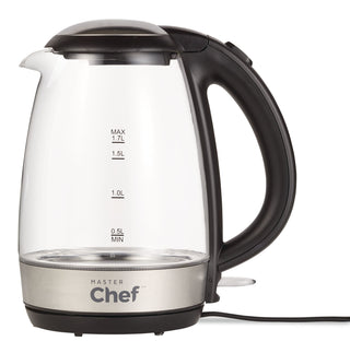 MASTER Chef Cordless Electric Kettle with Blue Light, Glass, 1.7L