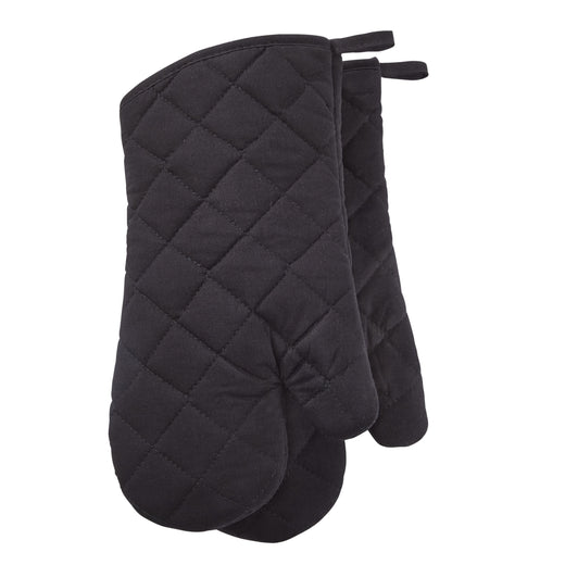 MASTER Chef Cotton Oven Mitt Set, Black, with Hanging Loops, 2-pc, Machine Washable
