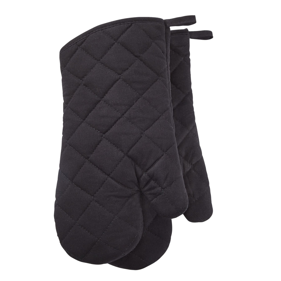 MASTER Chef Cotton Oven Mitt Set, Black, with Hanging Loops, 2-pc, Machine Washable