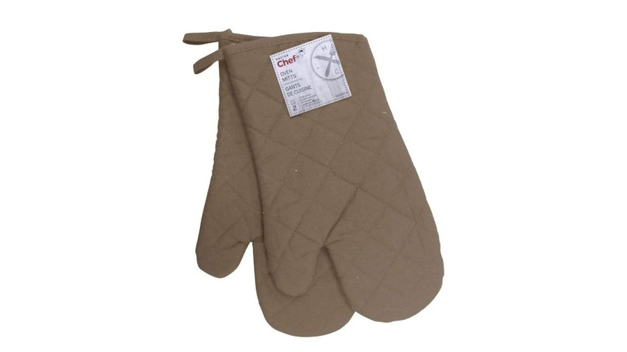 MASTER Chef Cotton Oven Mitt Set with Hanging Loop, Machine Washable, Mushroom, 2-pk
