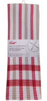 MASTER Chef Cotton Plaid Waffle Kitchen Towels, Reusable, 22-in x 32-in, 5-pk, Assorted Colours image 3