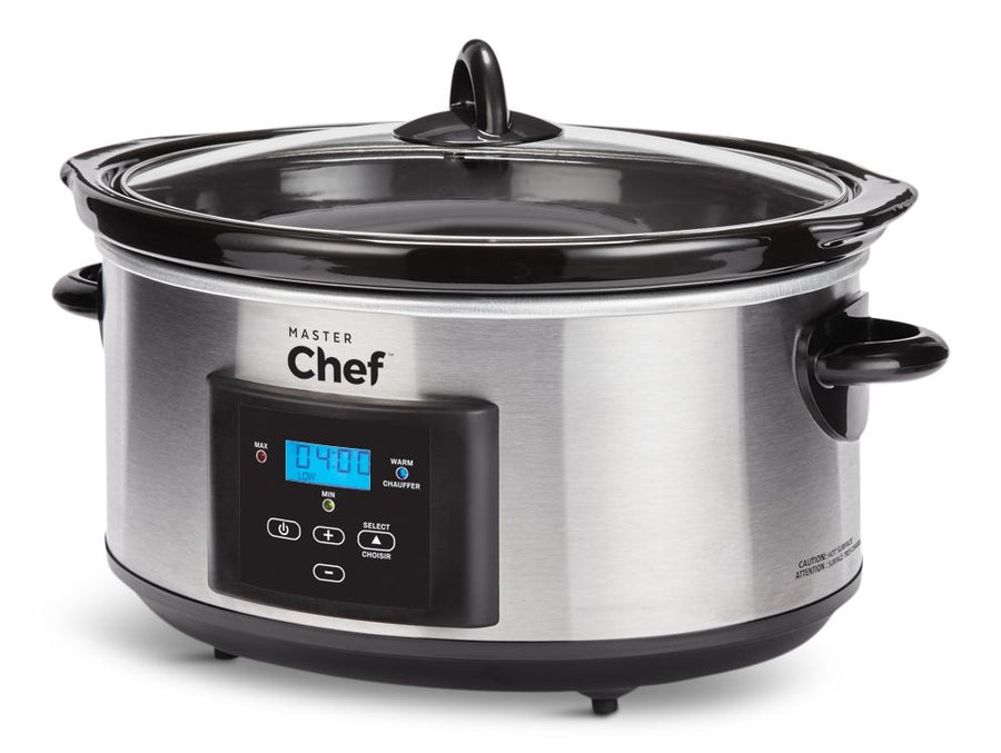 MASTER Chef Digital Programmable Slow Cooker, Stainless Steel, 6qt
