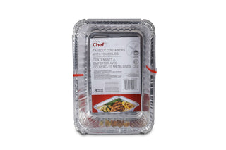 Master Chef Disposable Foil Take Out Food Storage Container with Lid, 3-lb, 4-pk