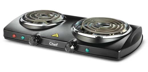 MASTER Chef Double Burner Hot Plate, Black, 1500W