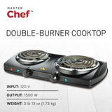 MASTER Chef Double Burner Hot Plate, Black, 1500W image 4