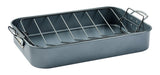 Master Chef Heavy-Duty Grey Non-Stick Roaster with Handle and Rack, 17-in image 2