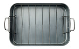 Master Chef Heavy-Duty Grey Non-Stick Roaster with Handle and Rack, 17-in image 4