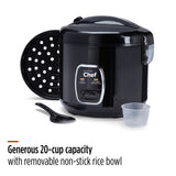 MASTER Chef One-Touch Non-Stick Rice Cooker & Steamer, Black, 20 Cups image 7