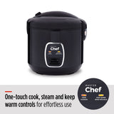MASTER Chef One-Touch Non-Stick Rice Cooker & Steamer, Black, 20 Cups image 8