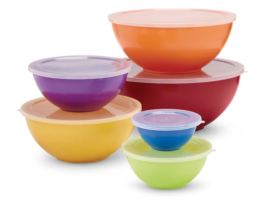 MASTER Chef Plastic Mixing Bowl Set with Lids, Assorted Sizes, 6-pk