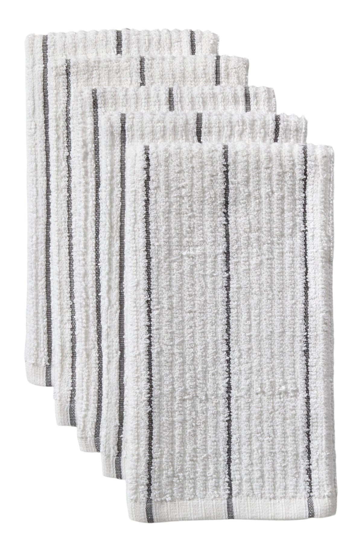 Master Chef Ribbed Stripe Bar Mop Dish Cloths, Grey Stripes, 5-pk