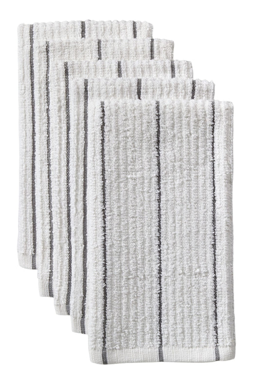 Master Chef Ribbed Stripe Bar Mop Dish Cloths, Grey Stripes, 5-pk