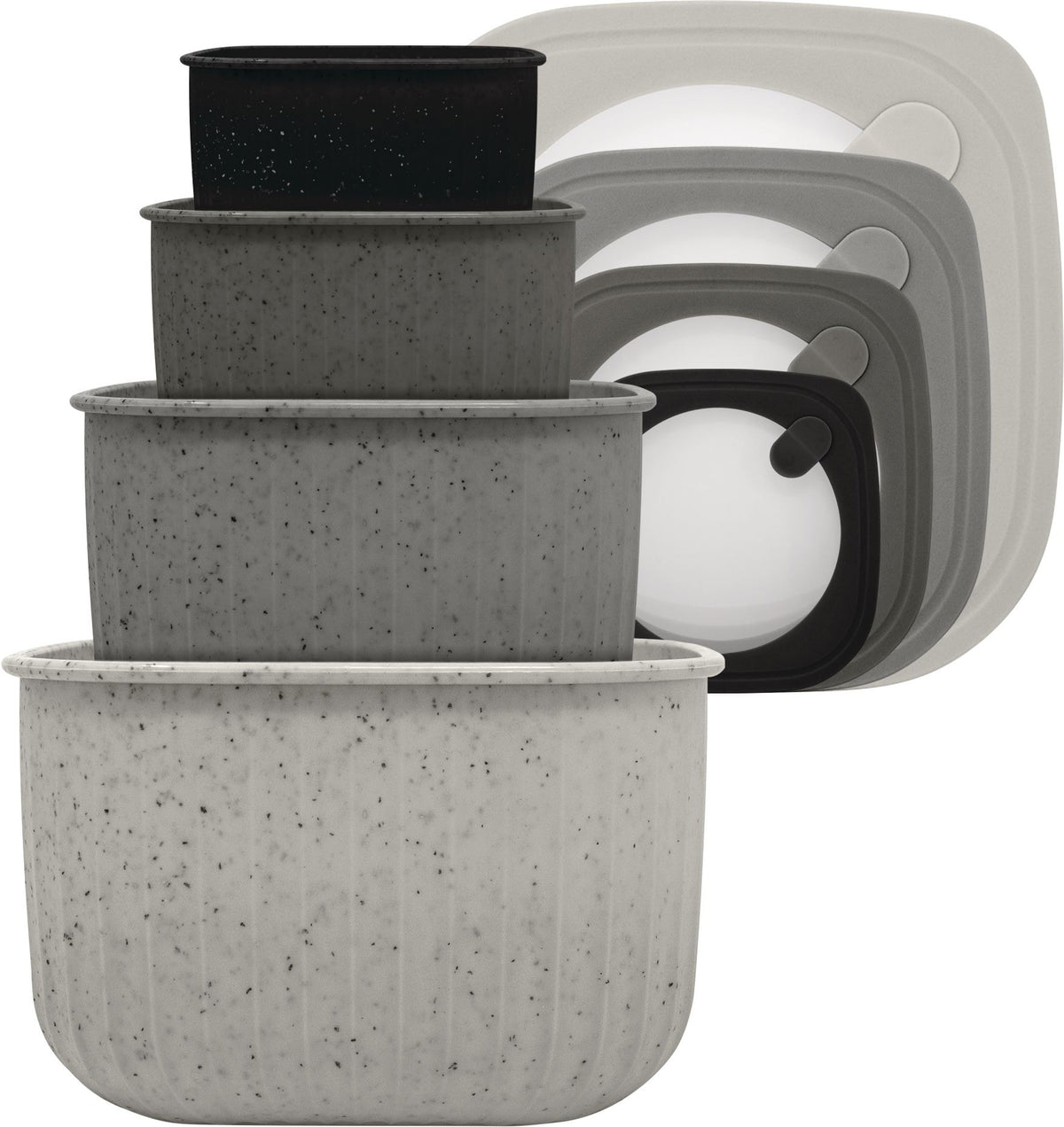 Master Chef Square Bowl Food Storage Container Set with Lid, Grey, 4-pc