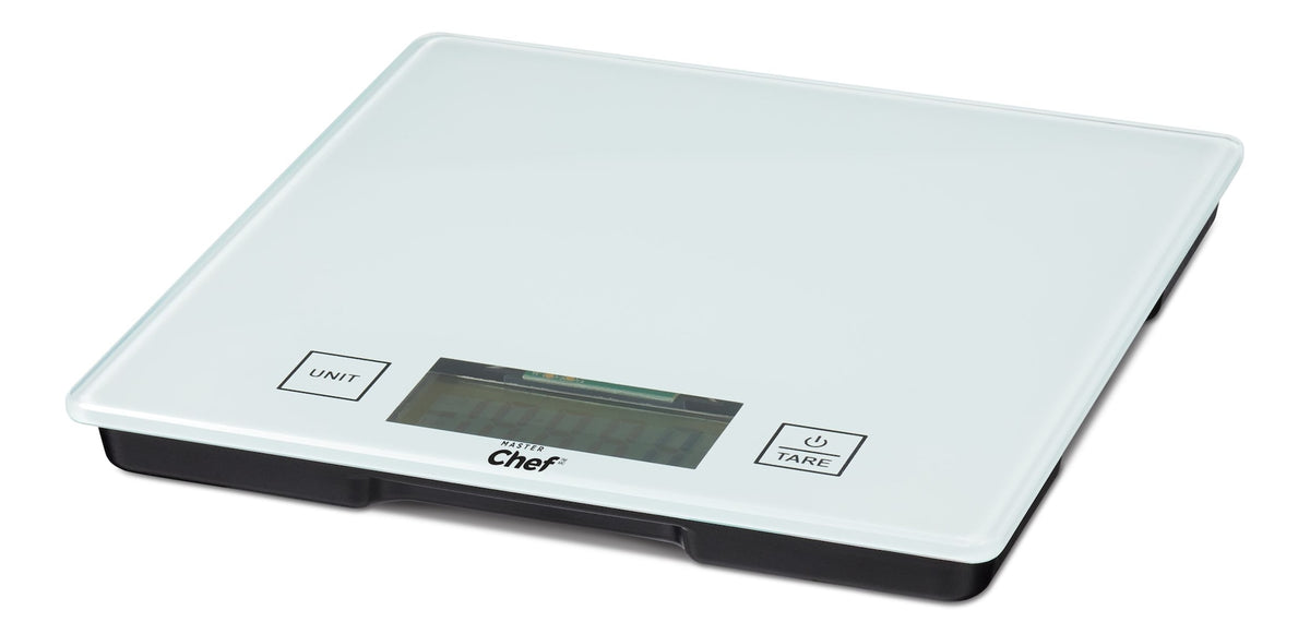 MASTER Chef Square Glass Kitchen Scale, White, 5-kg