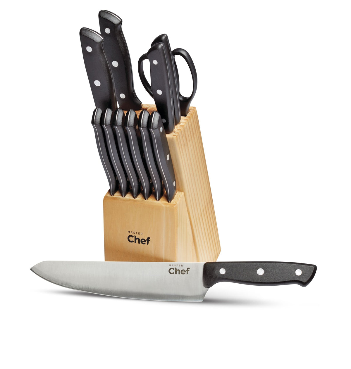 MASTER Chef Stainless Steel Knife Block & Kitchen Starter Kit, Ergonomic Grip, 22-pc
