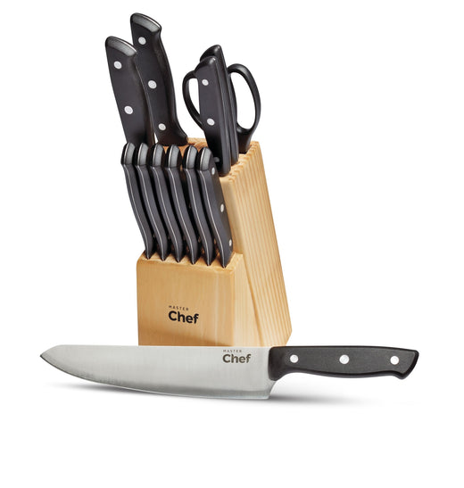 MASTER Chef Stainless Steel Knife Block & Kitchen Starter Kit, Ergonomic Grip, 22-pc