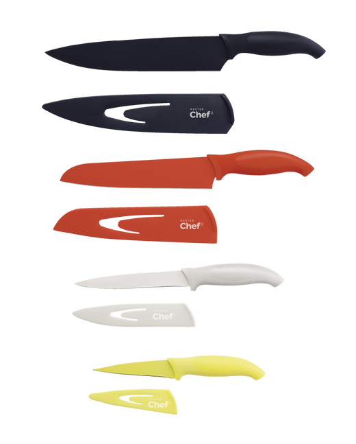 MASTER Chef Stainless Steel Knife Set with Sheaths, Dishwasher Safe, 4-pc