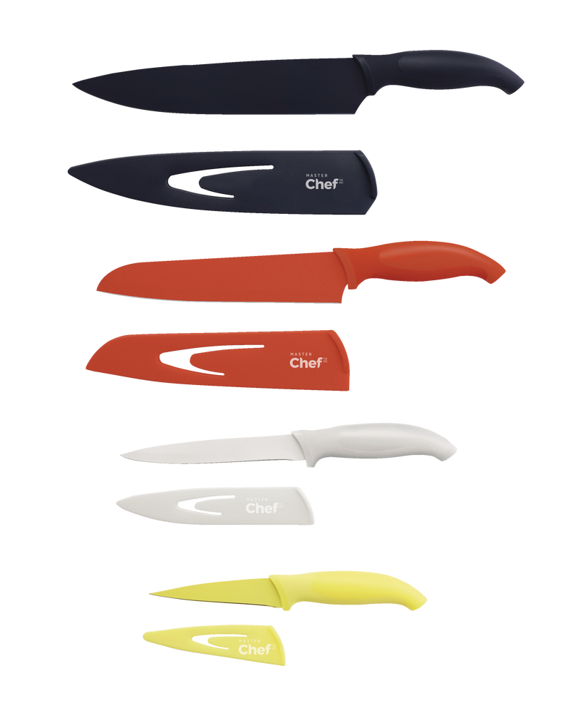 MASTER Chef Stainless Steel Knife Set with Sheaths, Dishwasher Safe, 4-pc